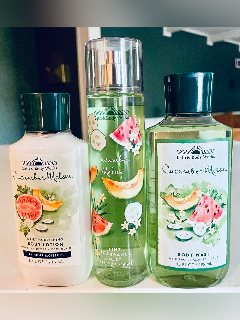 NEW 8 oz Cucumber Melon Bath & Body Works Set lotion wash spray mist